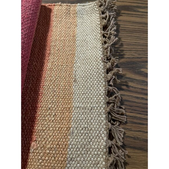 Woven tan orange green red striped placemats set of four - Picture 5 of 5